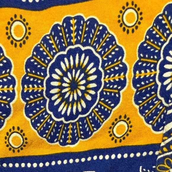 NWOT Loungewear Blue and Gold Patterned Cotton Midi Dress small - Picture 7 of 7